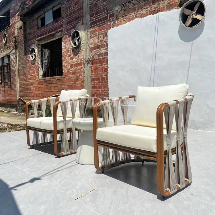 nordic outdoor furniture luxury indoor leisure rope sofa chair homestay balcony garden retro chair