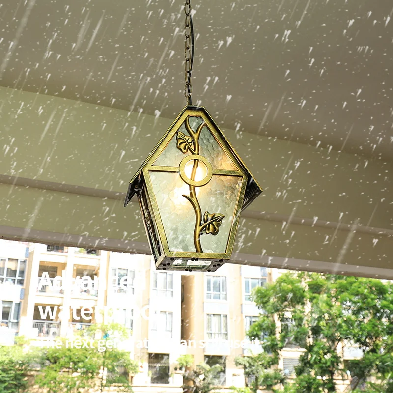 Outdoor retro Rustic Metal loft Vintage industrial aluminium glass Antique waterproof LED Outdoor Chandelier  Pendant lamp