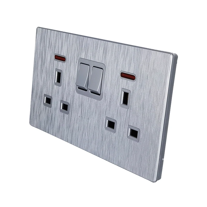 Новый дизайн экологичный Электрический домашний энергосберегающий импульсный источник питания кнопочный настенный выключатель давления 13A двойной переключатель розетки