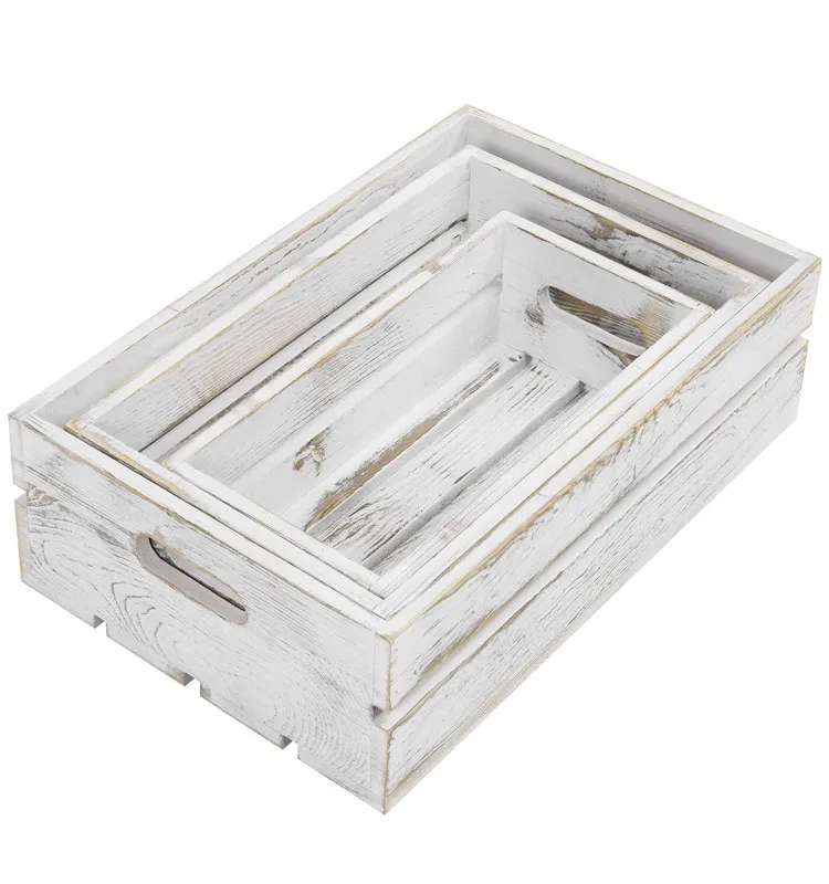 Farmhouse Rustic New Design Rectangle Customized Wood Serving Tray For Bathroom Decoration