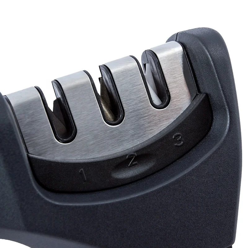 Professional Knife Sharpening Tool Diamond 3-Stage Manual Knife Sharpener Knife with Non-Slip Base