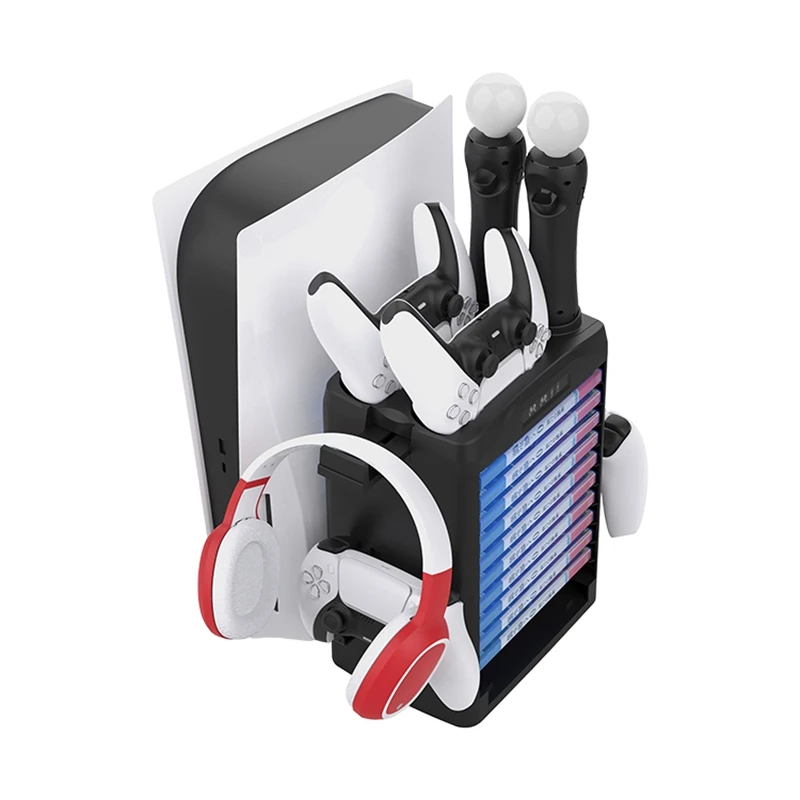 CoolRabbie Disc Holder Storage Box For PS5 DE/UHD Dual Controller Charger For PS5 Console Stand