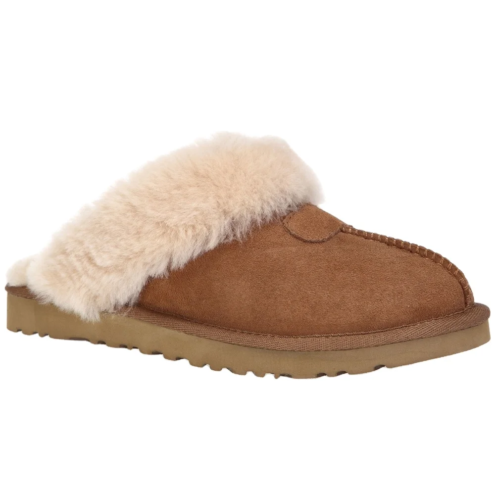 CF-195 Women Warm Winter Women Slippers Indoor Shoes Factory Cow Leather Winter and Lining Sheepskin EVA Plush TPR CN;JIA VAA