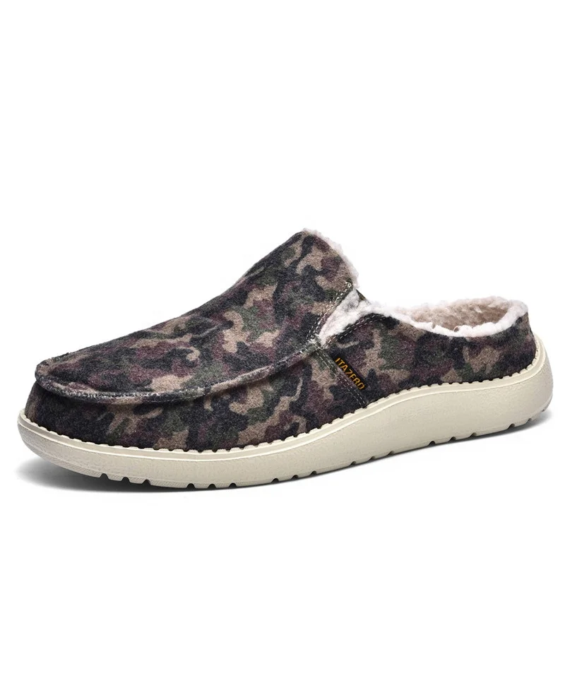 with leopard print  wholesale warm plush slippers indoor outdoor winter custom cotton slippers for men