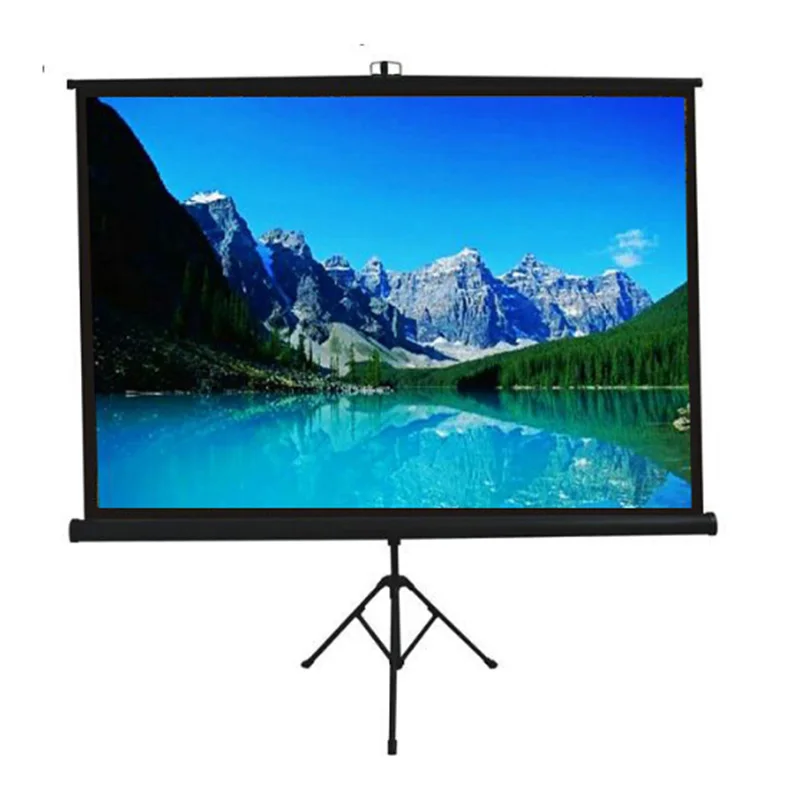 100 120 inch 16:9 4:3 1:1 PVC Matte White Home Theater HD Portable Projector Screen 1080P Outdoor Stand Tripod Projection Screen