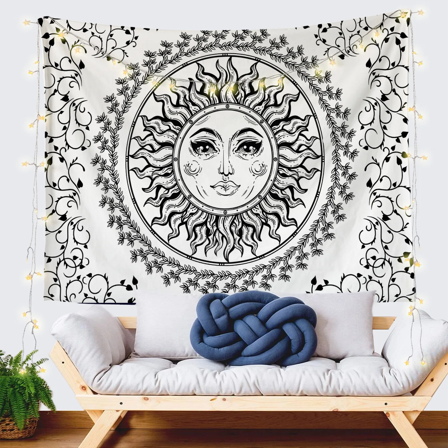 
Custom Tarot Tapestry Wall Hanging Astrology Divination Bedspread Matwitchcraft White Black Sun Moon Tapestry 
