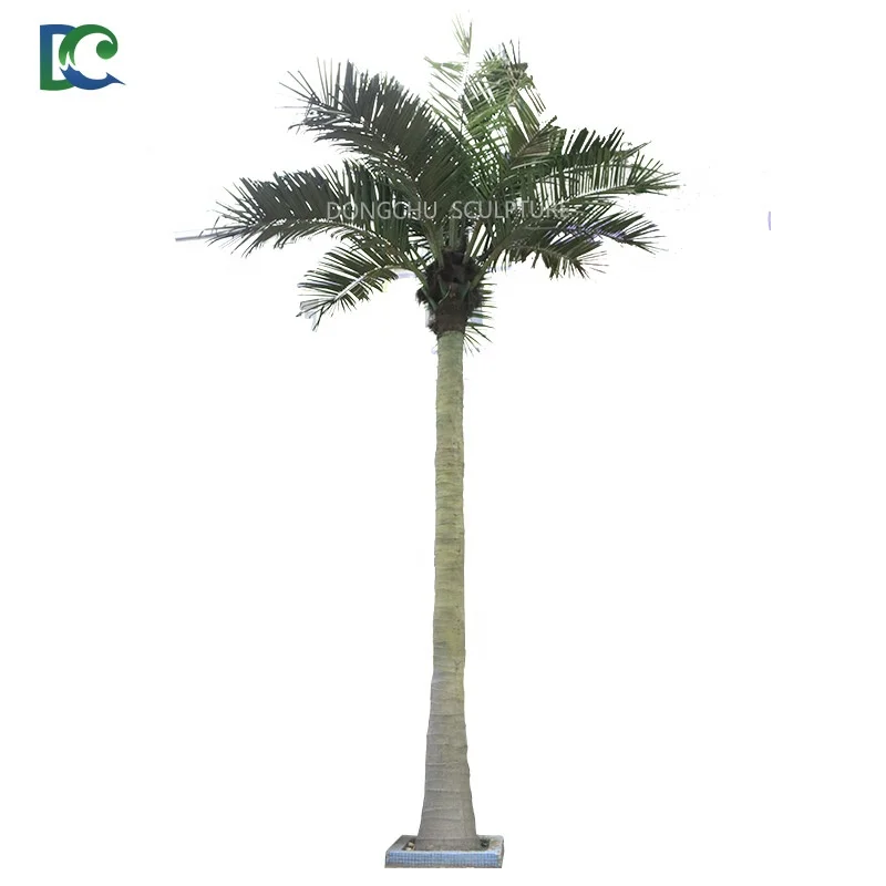 UV protection artificial fiberglass palm tree trunk with plastic leaves