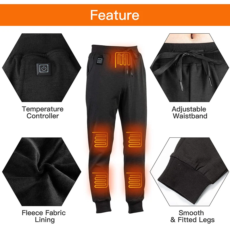 Winter electric heated pants usb charging women belly with battery pack for men motorcycle work  sport wear warm tops