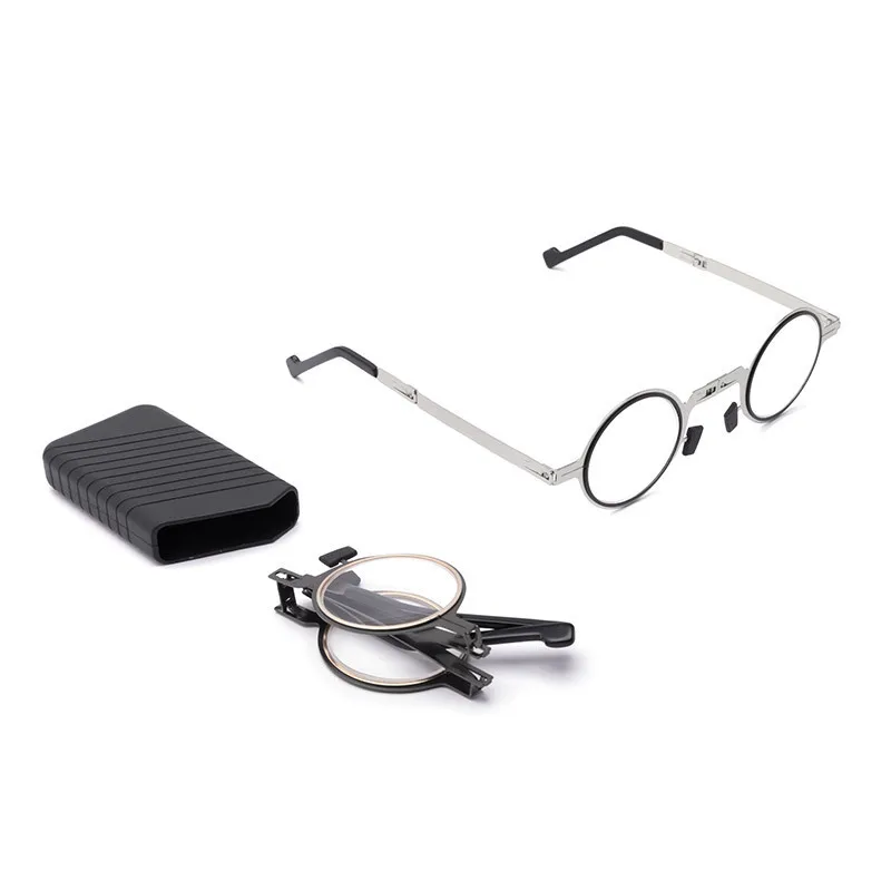 
New style anti-blue light reading glasses without screw folding high-grade metal ultra-thin steel reading glasses men and women 