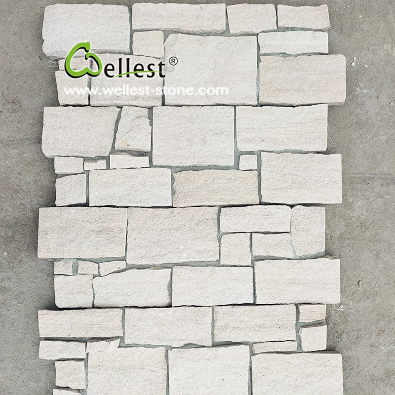 white beige sandstone for exterior wall cladding stone tile