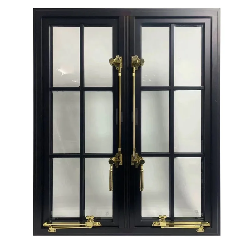 Hot Dipped Galvanized Carbon Steel Window With Large Angle Awning Glass Window And Finished Surface And Copper Handle Hardware