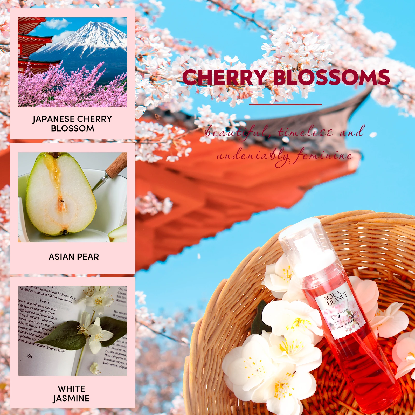 100ml AQUA BLANCE Fora Scent Long Lasting Body Mist Deodorant Body Splash Body Mist Set for Women