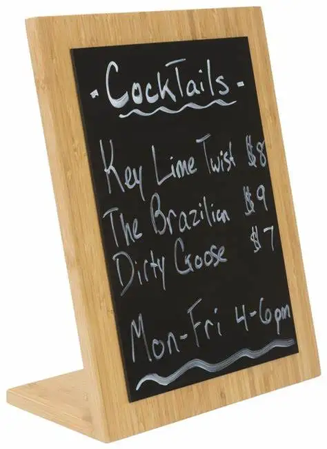 A4/A5 Tabletop Chalkboard with Wooden Base Table Signs Menu Board for Restaurant Bar Coffee Shop