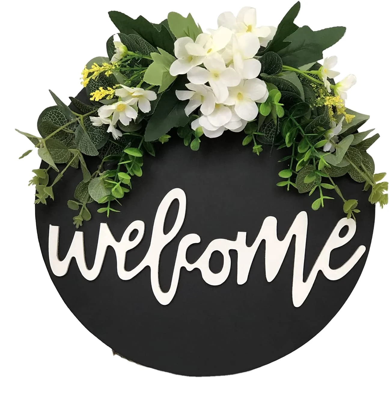 New Design Black Welcome Wooden Sign Wooden Hanging Sign Front Door Sign Wood Decorations For Home wreaths for front door