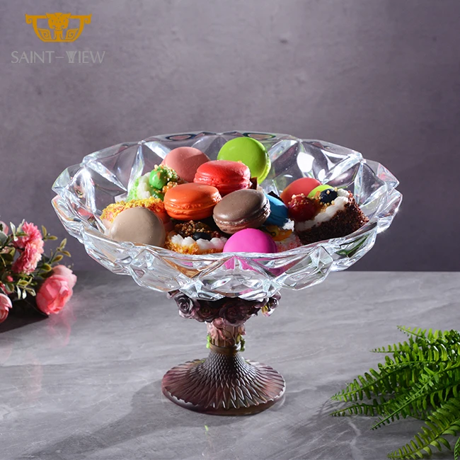 2024 New Trending Crystal bohemia Rose Flower Fruit Tray Chocolate Bowl For party decoration