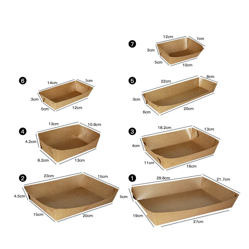 take away fast food kraft paper food trays for chicken hotdog chips