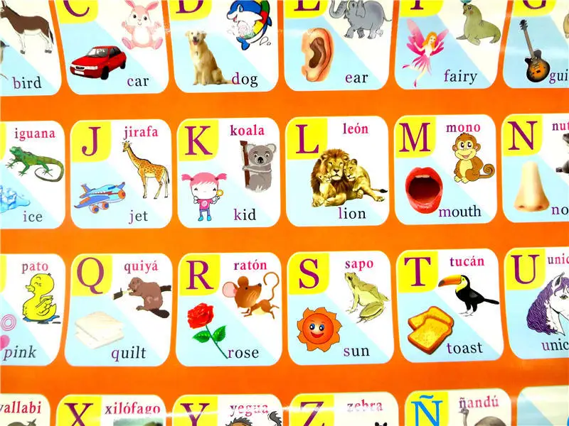 Educational Toy Bilingual Learning Point Reading Charts English Spanish  Education Learning Toy Talking Sound Voice Wall Charts