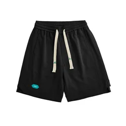 OEM Custom Logo Rubber Patch Mens Cotton Jogger Shorts Elastic Waist Summer Short Sweatpants