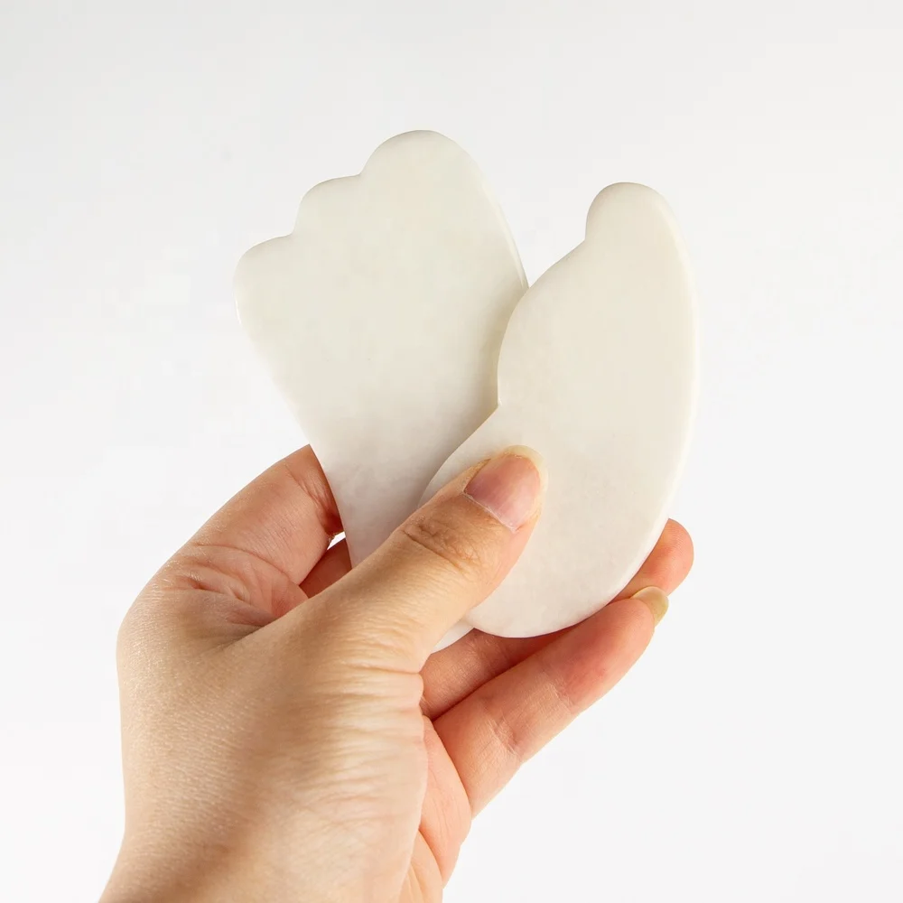 Durable Spa Quality Beauty-Enhancing White Jade Gua Sha Tool White Jade Guasha For Skin-Firming And Stress Relief
