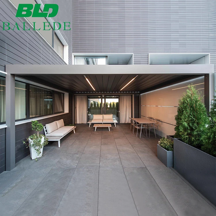 Motorized Opening Louvered Roof Weatherproof Retractable Outdoor Aluminium House Pergola Awning