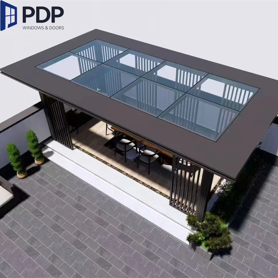 Outdoor Rain-Proof Garden Landscape Pavilion with Windproof Wooden Frame Aluminum Type