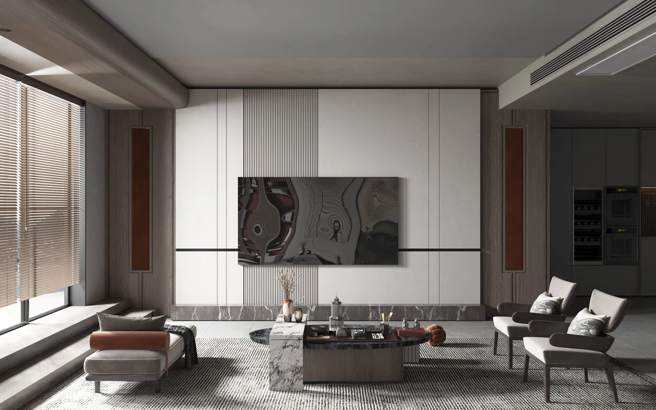 Internet celebrity rock slab TV background wall 2024 new stone marble light luxury simple tile film and television wall