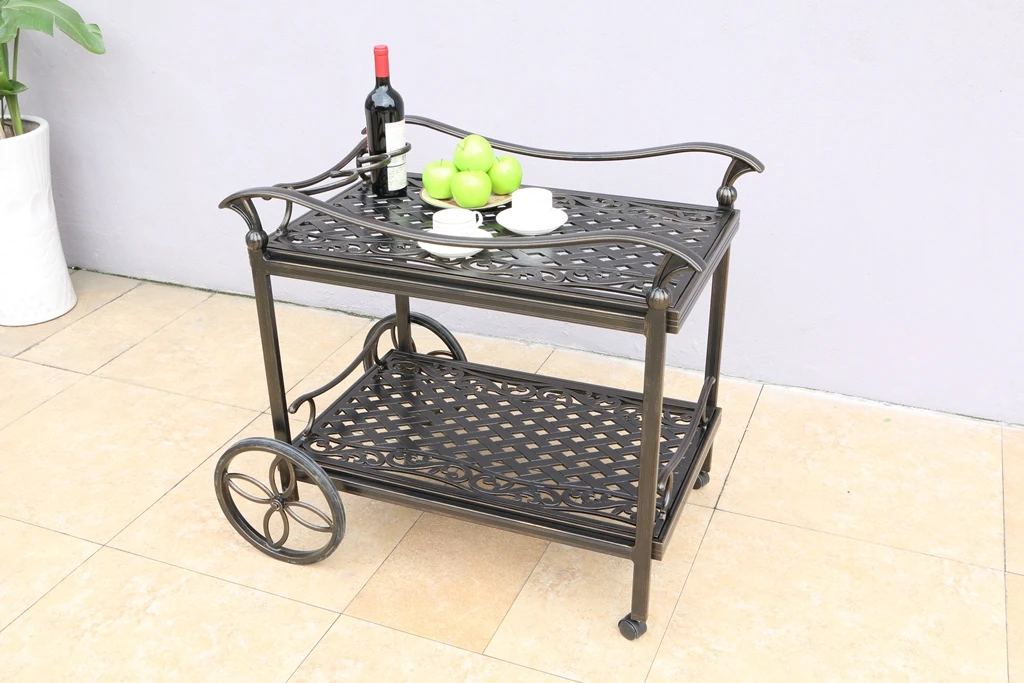 
2 Tiers Aluminum Food Service Trolley / Drink Cart 