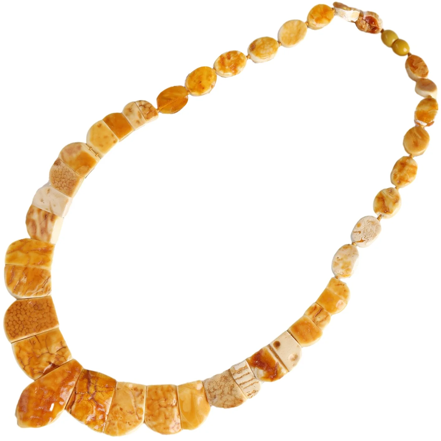 Natural Baltic Sea non-optimized raw mineral micro-skinned white flower honey amber necklace