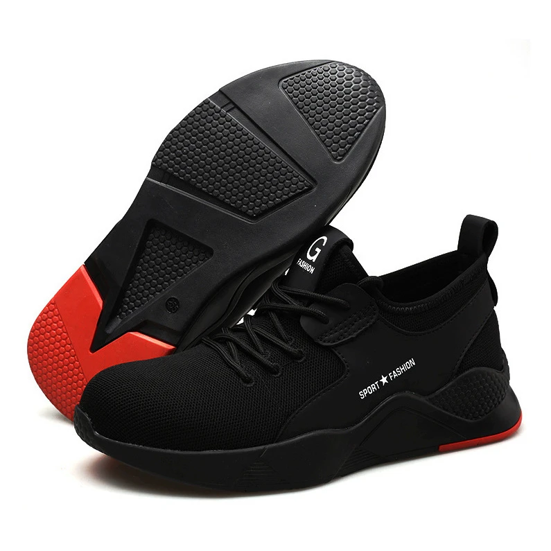 Steel Toe Mesh Safety Shoes with Stretch Fabric Rubber Outsole Unisex Safety Shoes
