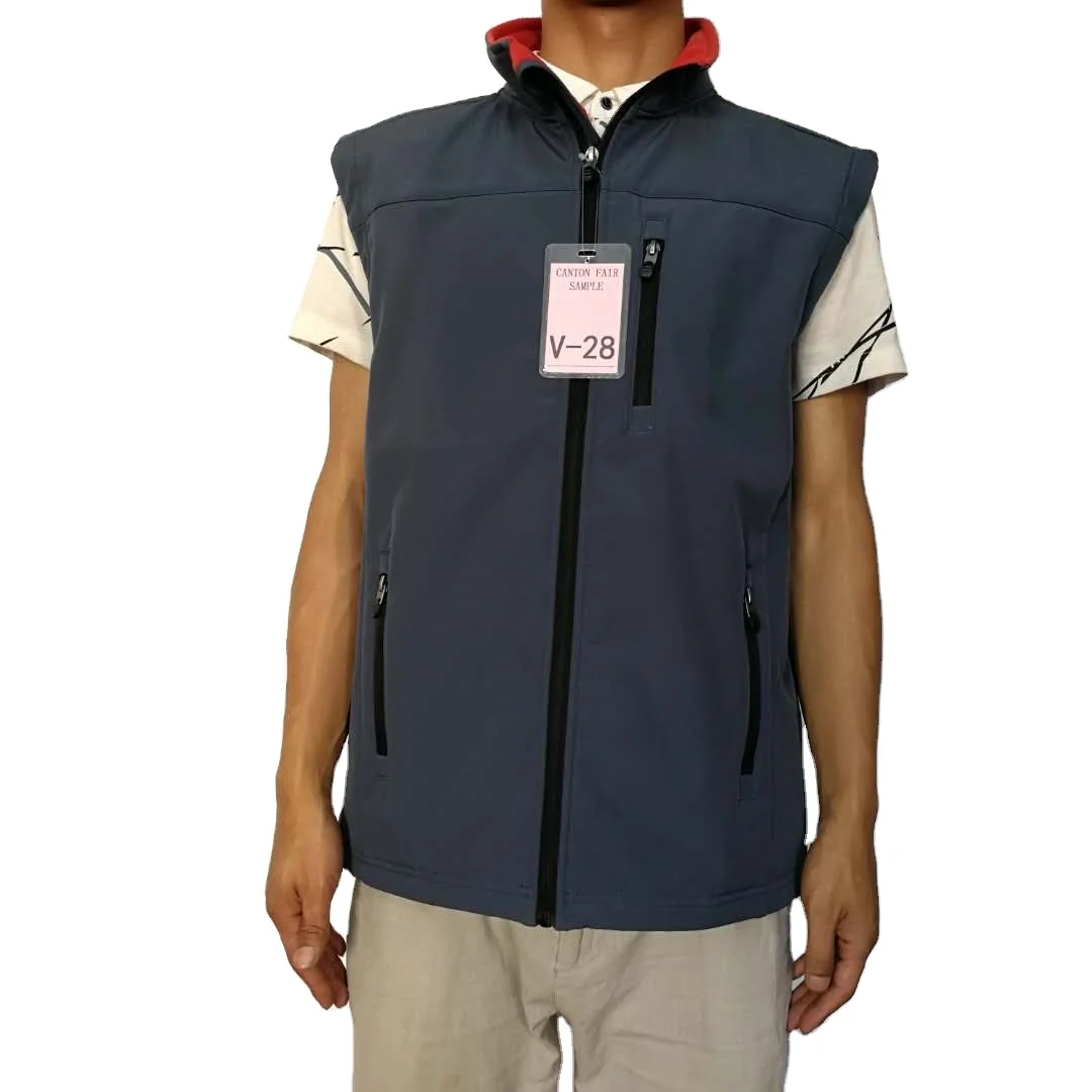 
mens woven polyester winter windproof combined with polar fleece lined soft vest size grey color regular and big 