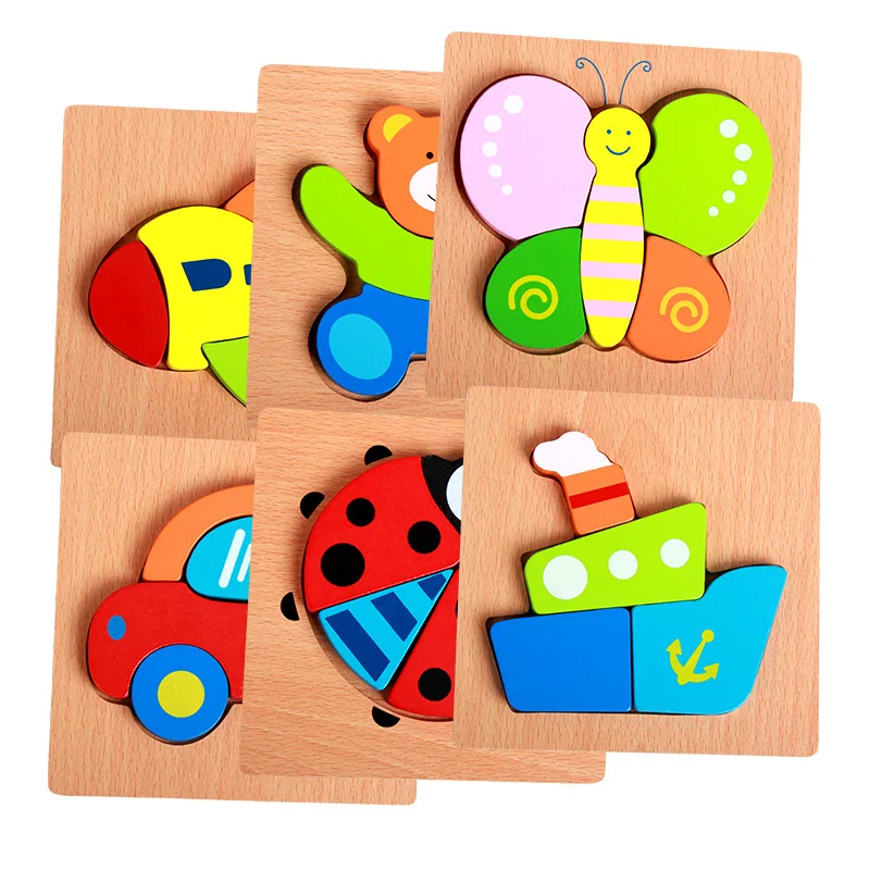 Boys & Girls Educational Toy Gift Kids Infant Baby Puzzle Toys Wooden Animal Puzzles for Toddlers 1 2 3 Years Old