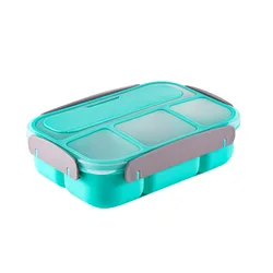 Amazon Hot quadrate airtight food container portable 4 Compartments&Fork bento lunch box for kids