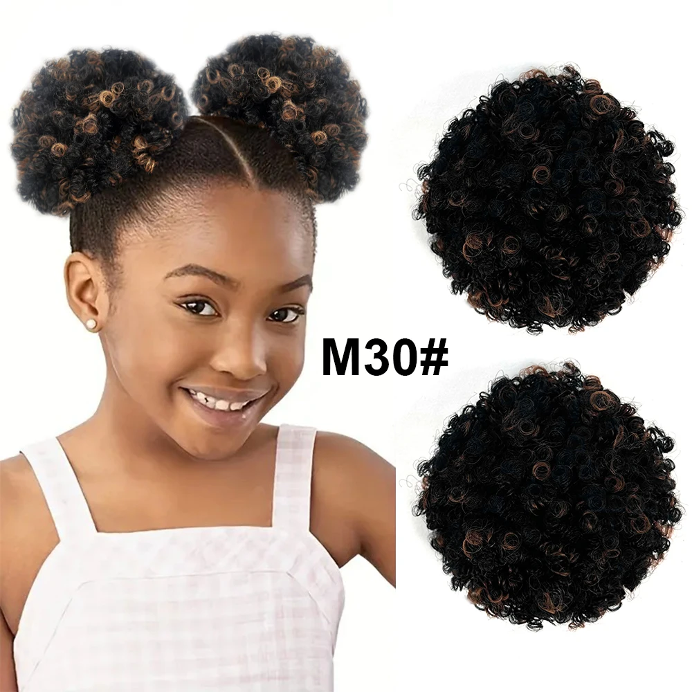 Cheap Price Natural Short Afro Kinky Curly Afro Bun Wrap Around Drawstring Hair Puff Chignon With Combs
