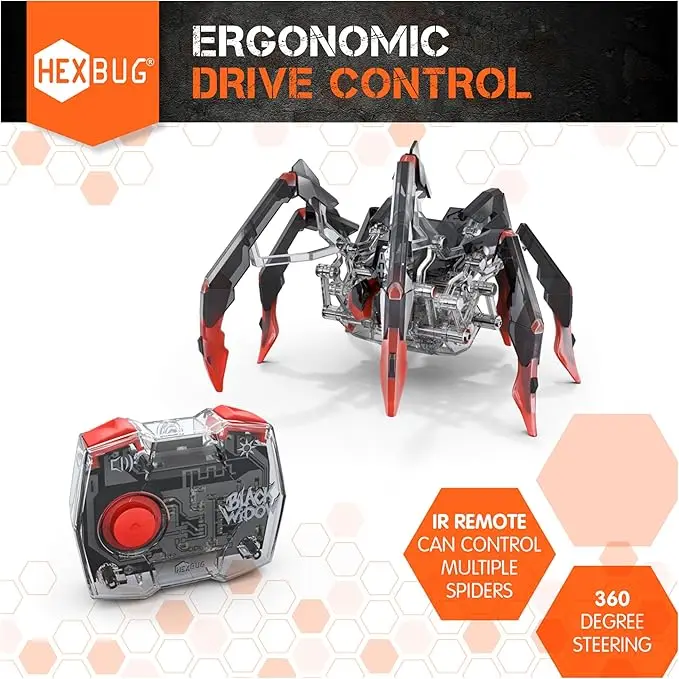 HEXBUG Remote Control Black Widow Rechargeable Robot Spider Toys for Kids Adjustable Robotic for Boys & Girls Ages 8 & Up