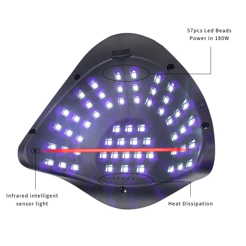 Professional 180W Nail Dryer Lamp LED Gel Polish UV Light Portable SUNX7 MAX For Manicure Curing With Auto Sensor LCD Display