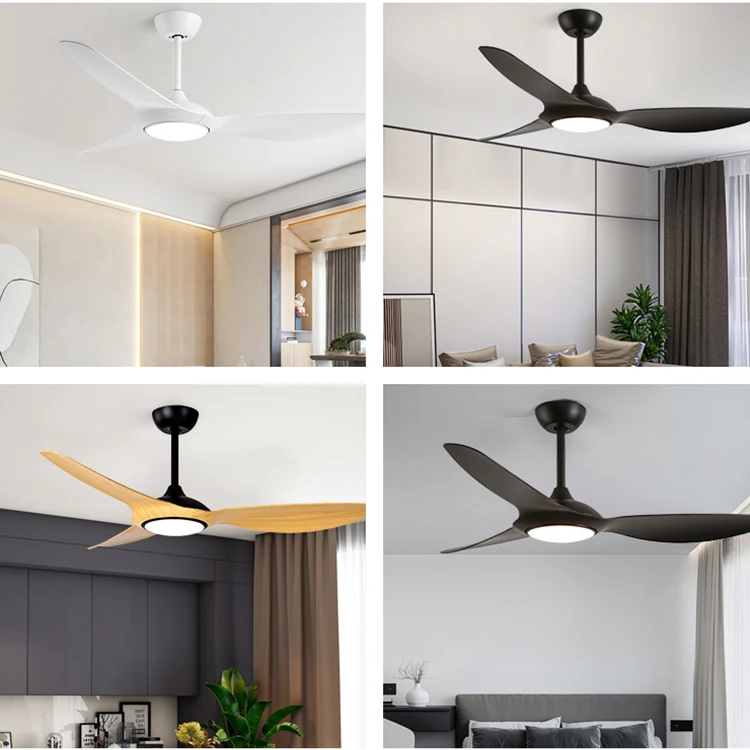 52 Inch Ultra Thin ABS Blade 6 Files Wind Speed Adjustable Remote Control Led Ceiling Fan With Light