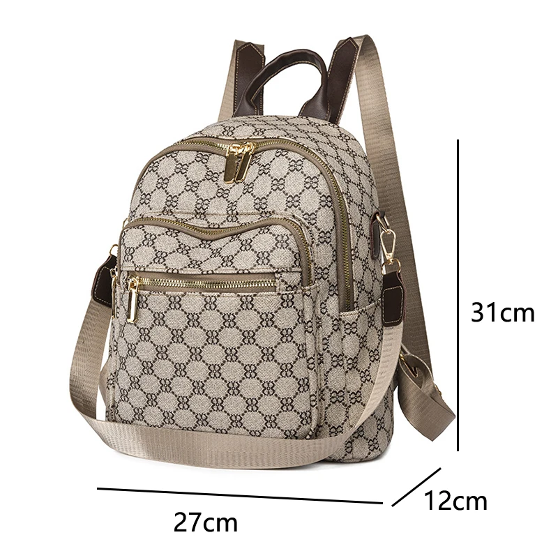 Latest Design Vintage PU Leather Waterproof Ladies Large Capacity Outdoor Travel Fancy Backpack