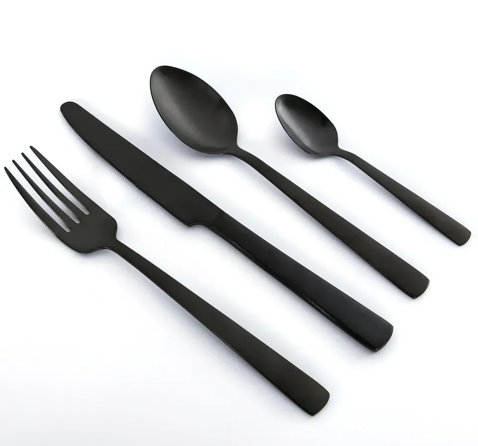 Matte Black Cutlery Set Stainless Steel Metal Flatware Fork Spoon and Knife Cutlery Sets