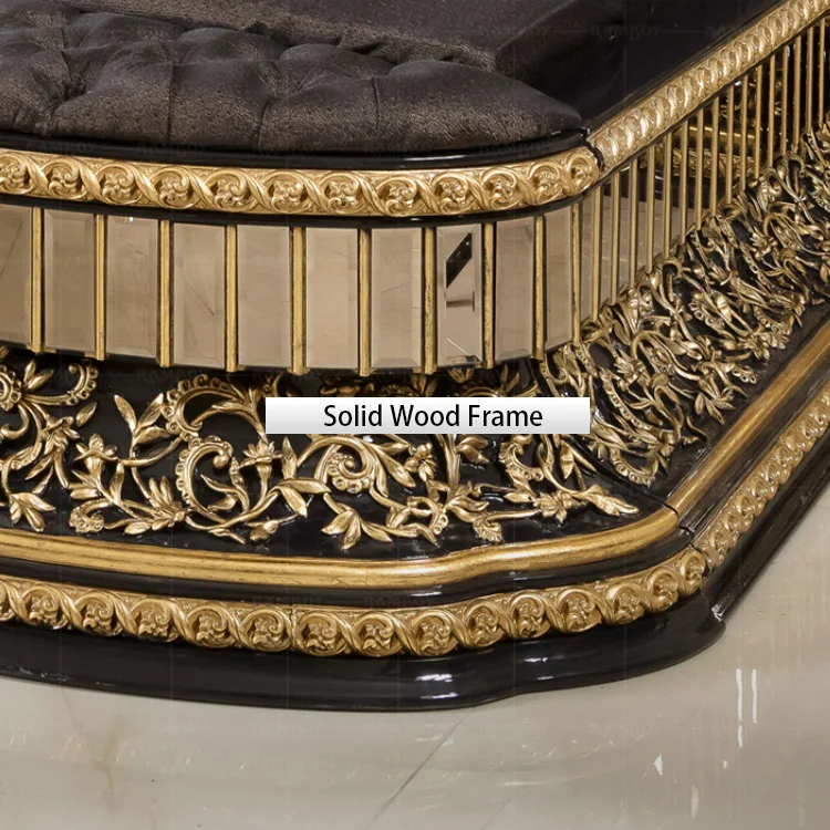 Chuangdian Foshan Factory Customized Luxury Italian Style Classic Bedroom Furniture Set Solid Wood Double King Size Bed