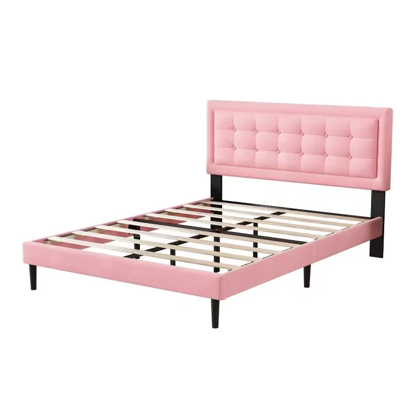 Modern design bedroom sets furniture queen size bed frame storage bed base strong frame and wooden slats support