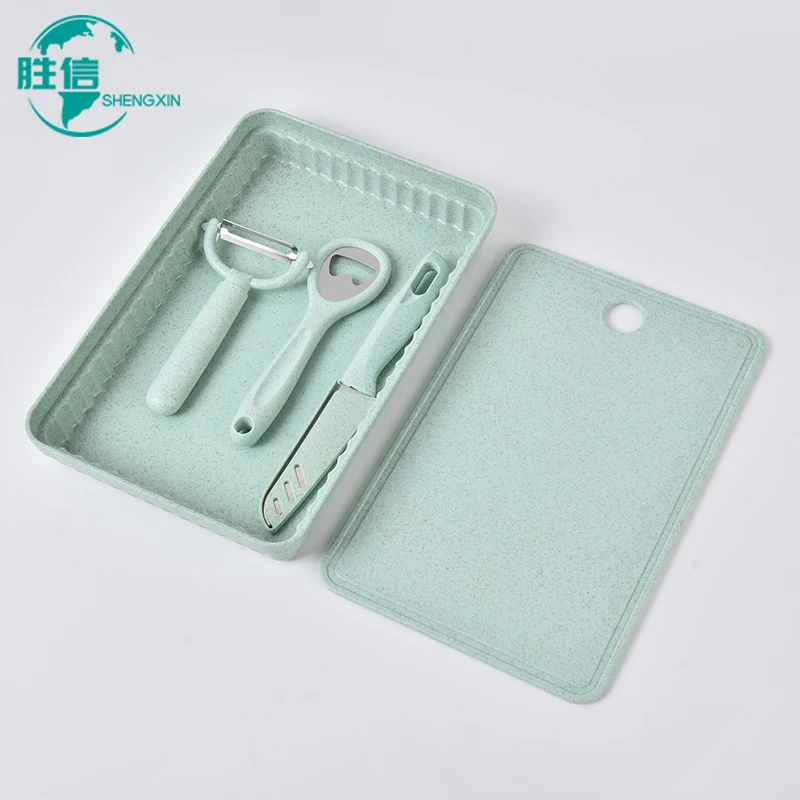 5-piece set with knife melon planer corkscrew cutting board bottom box fruit plate kitchen tool