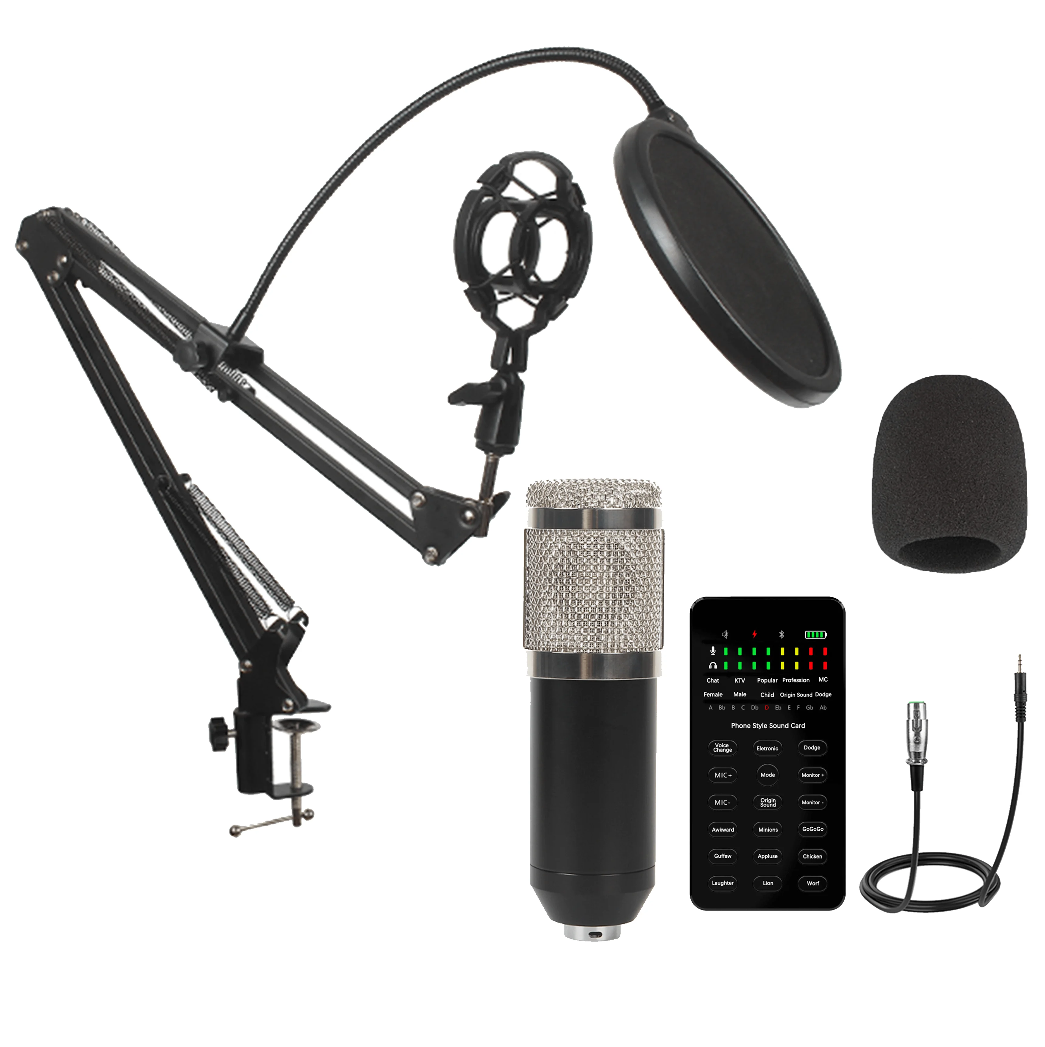 GONSIN live sound card recording interface audio mixer with recording desktop microphone for podcasting