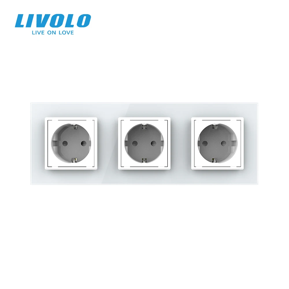 Livolo EU Standard New Smart tripe plug 16a socket 3 gang Power sockets
