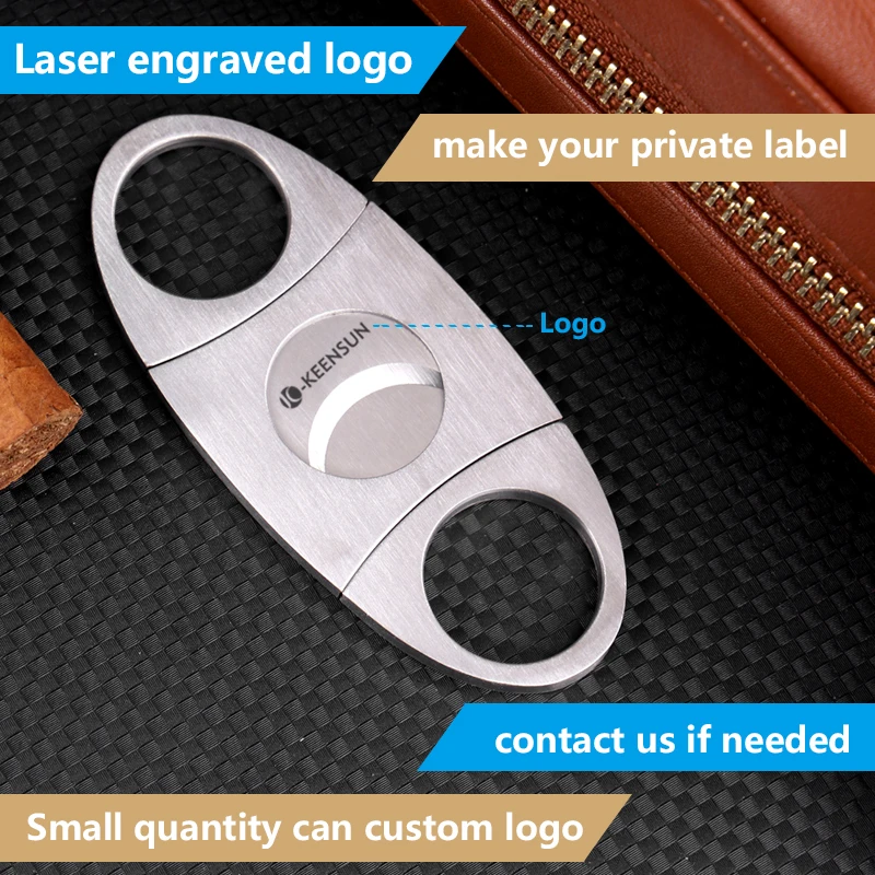 hot sale custom logo perfect double blade cigar cutter stainless steel cigar accessories