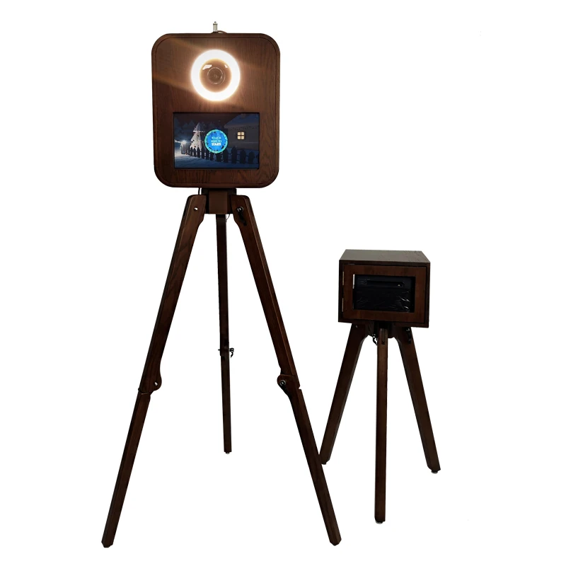 Portable Retro Photobooth Real Wood Instant DSLR Wedding Vintage Photo Booth Machine with Printer