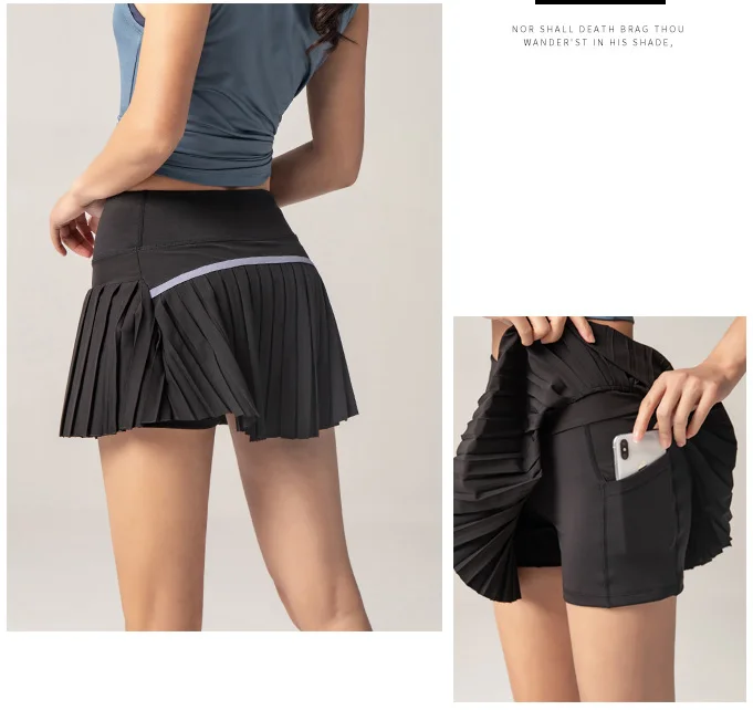 Women Sports Tennis Skirts Golf Fitness Shorts Athletic Running Short Quick Dry Skort Skirt With Pocket