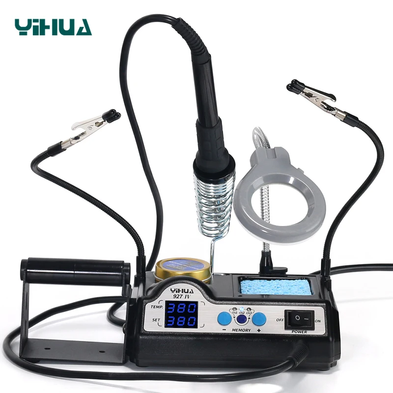 YIHUA 927-IV 60W Pcb Soldering Station Adjustable Temperature Soldering Iron Station Solder Roll Holder Provided 17.5 KGS CN;GUA
