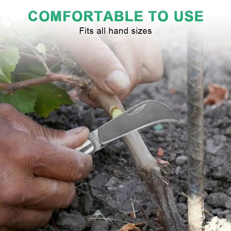 Multi Functional Folding Wooden Handle Stainless Steel Knife Plant Fruit Grafting Knife For Garden Camping