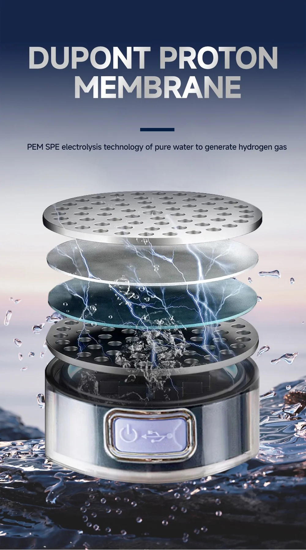Dupont PEM SPE Hydrogen Drinking Water Cup Kettle Pitcher Hydrogen Water Generator Water Bottle