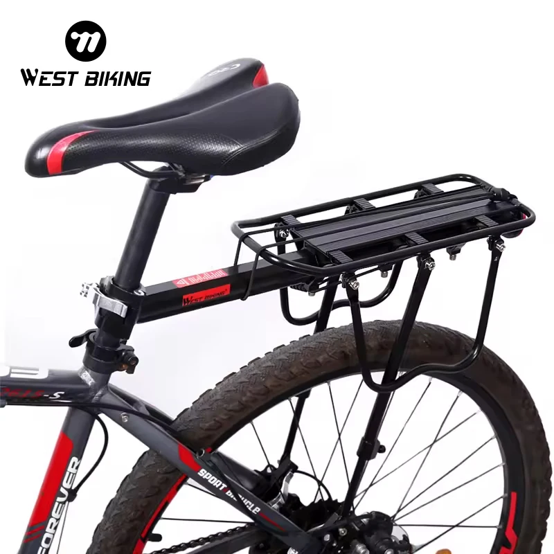 Велосипедная стойка WEST BIKING полная быстросъемная багажная для горных и дорожных велосипедов со светоотражающим логотипом